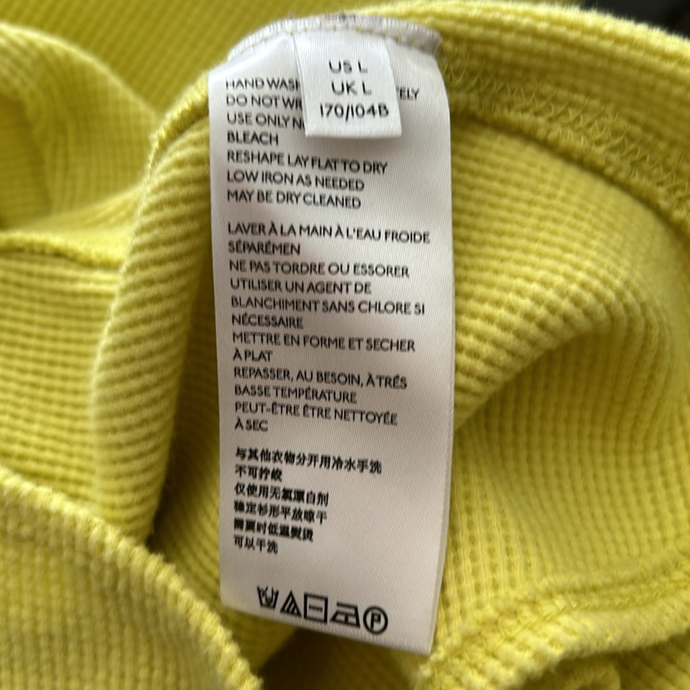 We The Free Amelia Oversized Thermal Shirt Sz large in Neon Yellow Long Sleeve - Picture 4 of 5